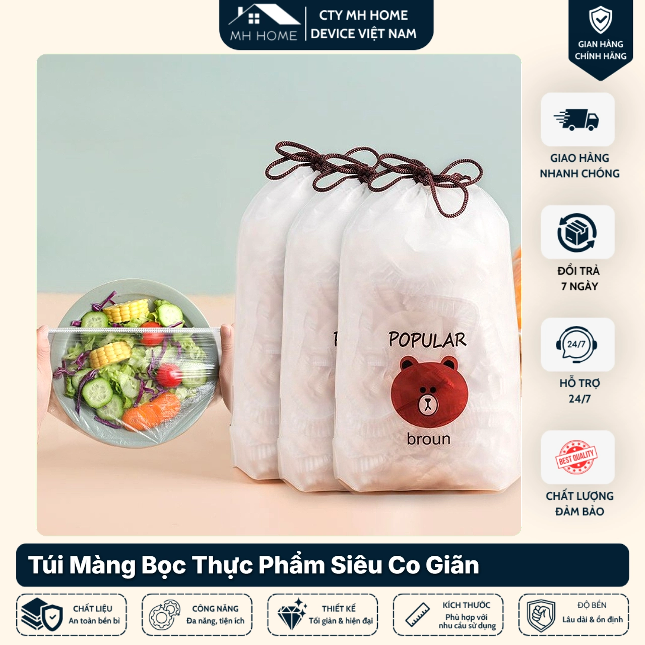 [Combo 5 - 10] Bịch Màng Bọc Thực Phẩm Siêu Rẻ, Siêu Co Giãn, Dai Và Cực Kỳ Sạc Sẽ, Chất Liệu An Toàn